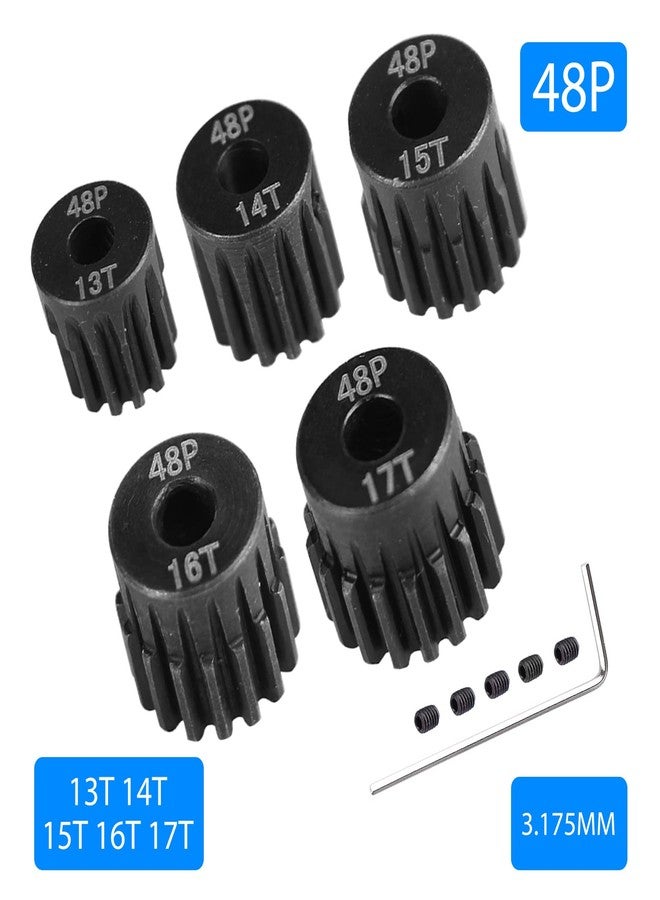 AIMROCK 5-Pack 48P RC Motor Pinion Gears Set: 13T 14T 15T 16T 17T Upgrade Parts for 1/10 RC Car 3.175mm Shaft Motor - Image 2